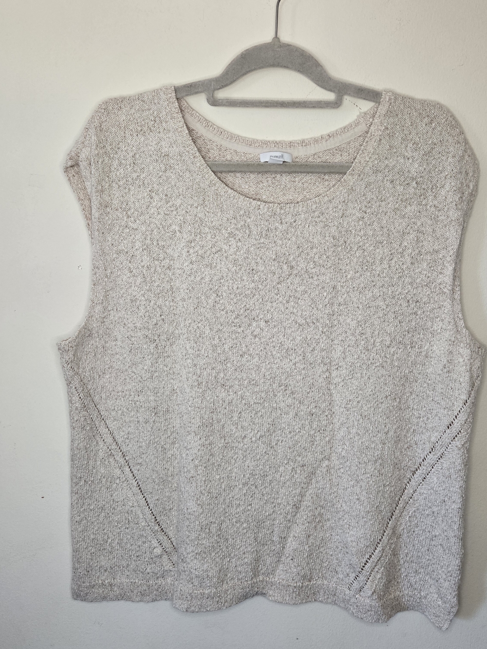 pure jill Neutral Knit Tank 100% Cotton Minimalist Capsule Versatile Size Xl